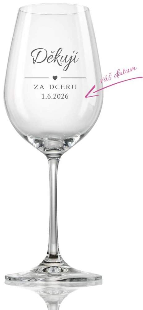Svatební sklenička na víno Děkuji za dceru, 1 ks