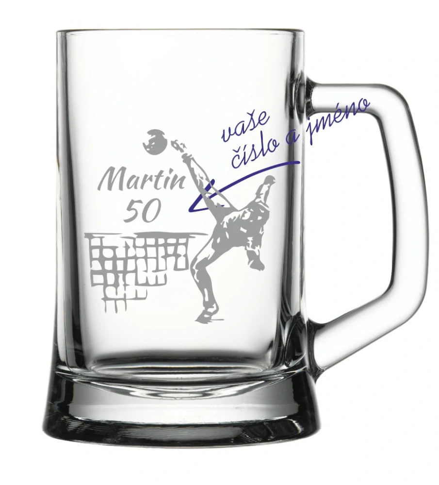 Půllitr s pískovaným motivem "FLORBALISTA"