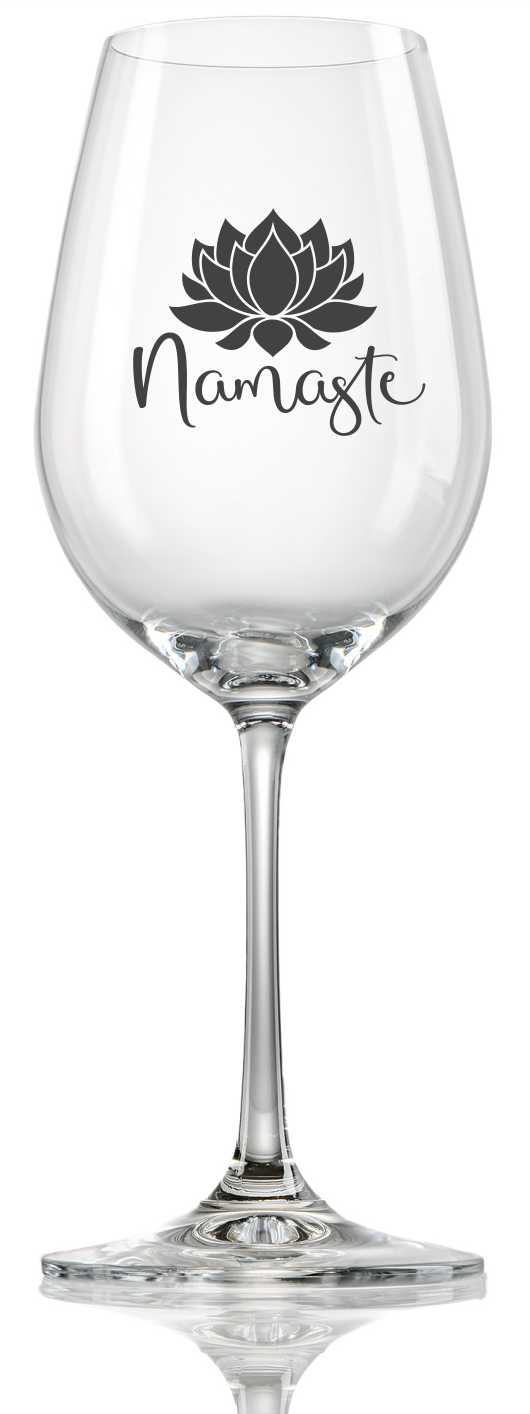 Sklenička na víno "NAMASTE", 1 ks
