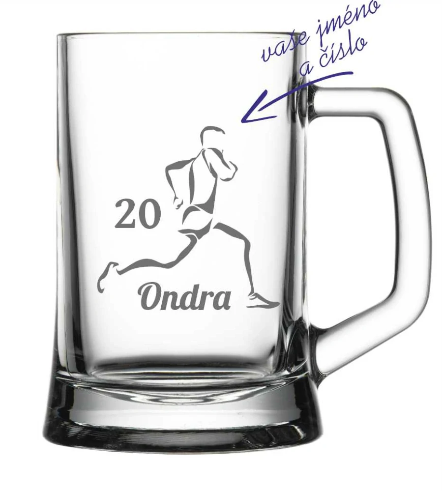 Půllitr s pískovaným motivem "BĚŽEC"