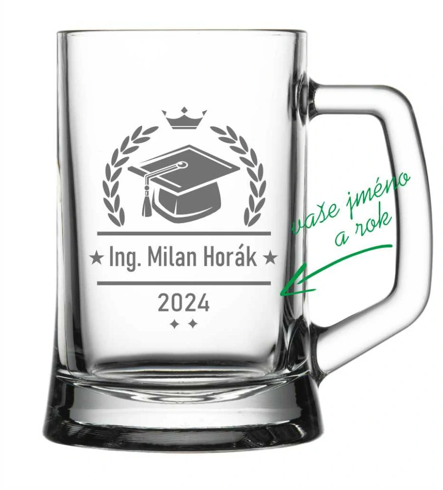 Půllitr s pískovaným motivem "PROMOCE"