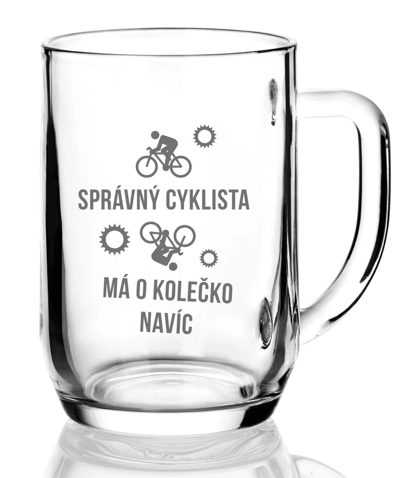 Půllitr s pískovaným motivem "SPRÁVNÝ CYKLISTA"
