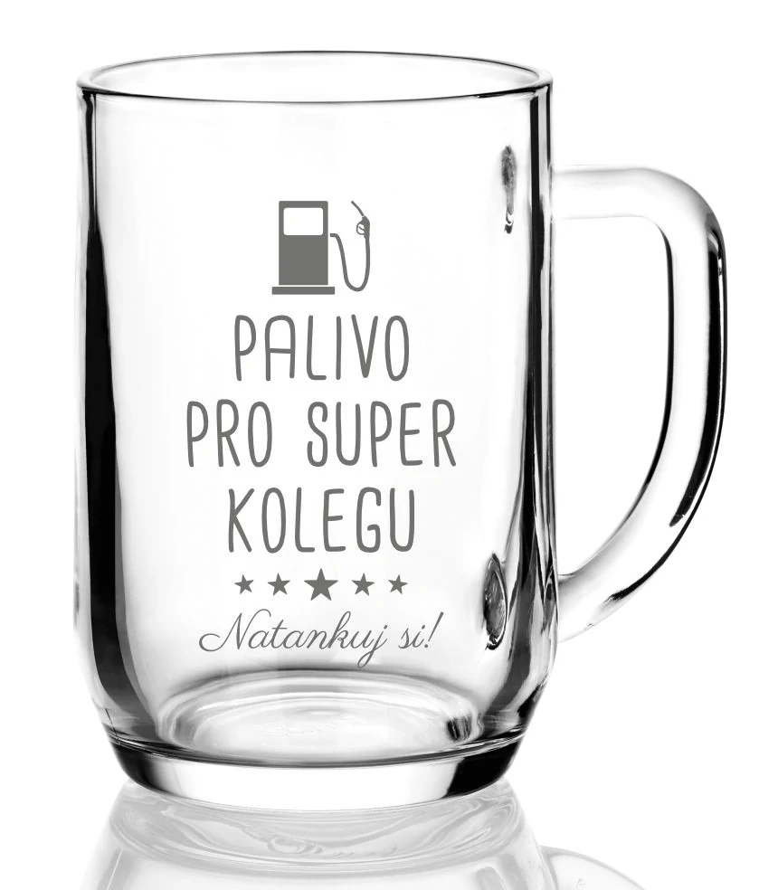 Půllitr s pískovaným motivem "PALIVO PRO KOLEGU"