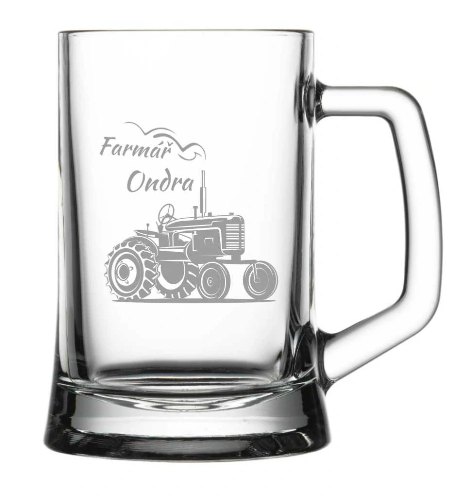 Půllitr s pískovaným motivem "FARMÁŘ"