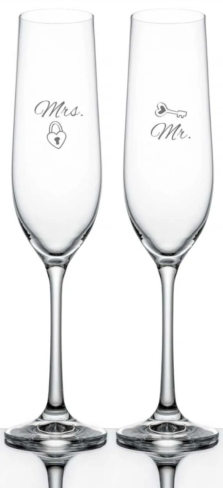 Svatební  skleničky na sekt Mr. & Mrs., 2 ks