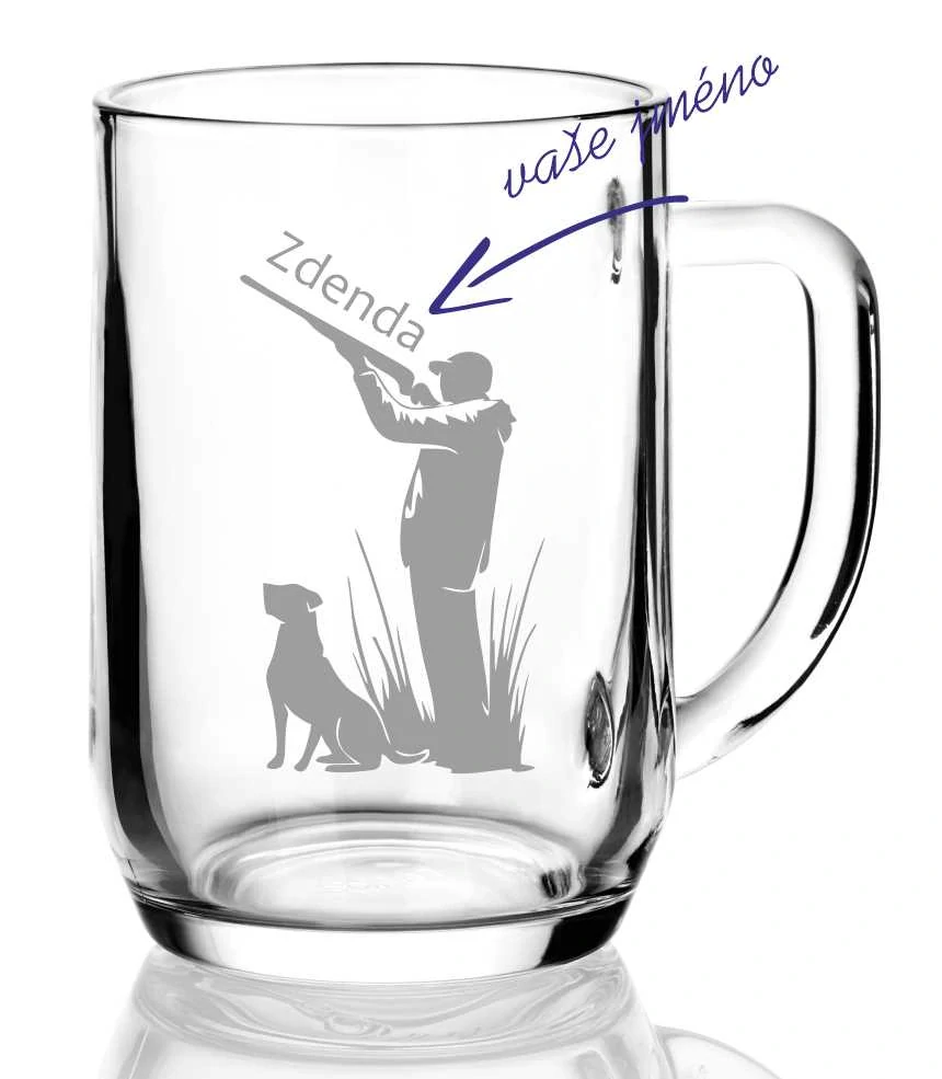 Půllitr s pískovaným motivem "MYSLIVEC"