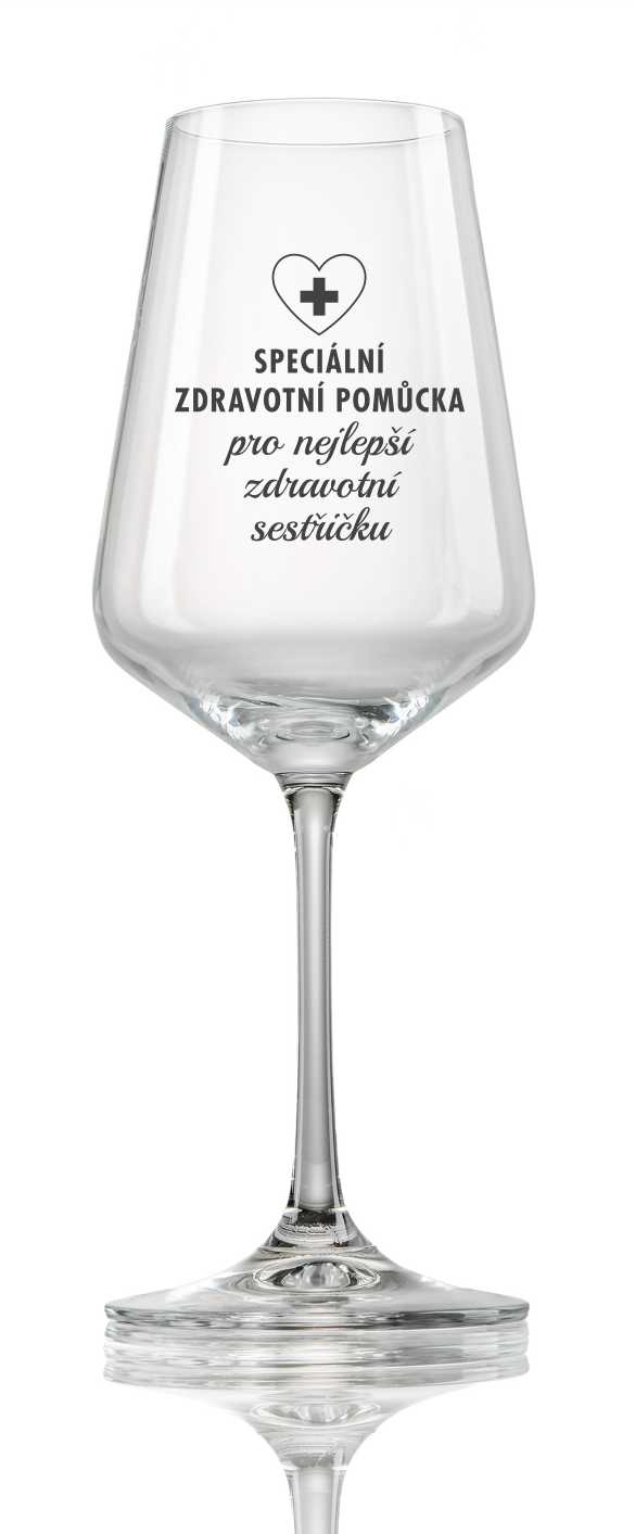 Sklenička na víno "ZDRAVOTNÍ POMŮCKA", 1k