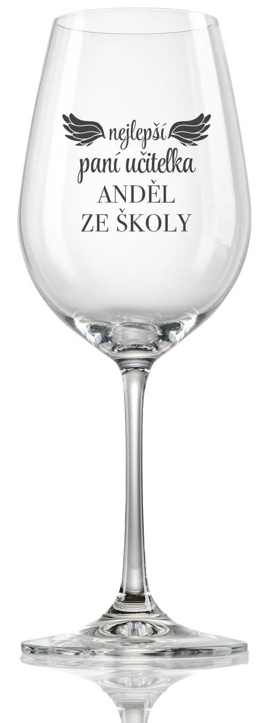 Sklenička na víno "ANDĚL ŠKOLY", 1 ks