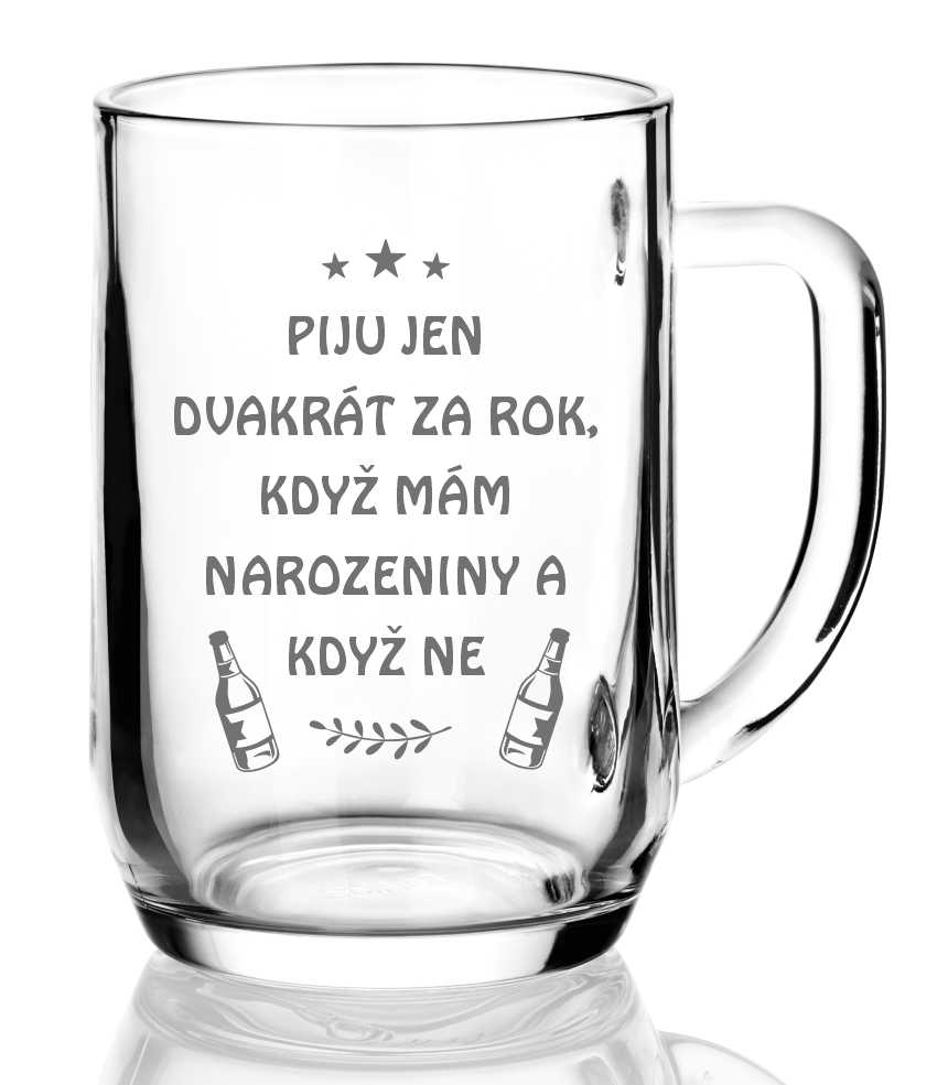 Půllitr s pískovaným motivem "DVAKRÁT ZA ROK"