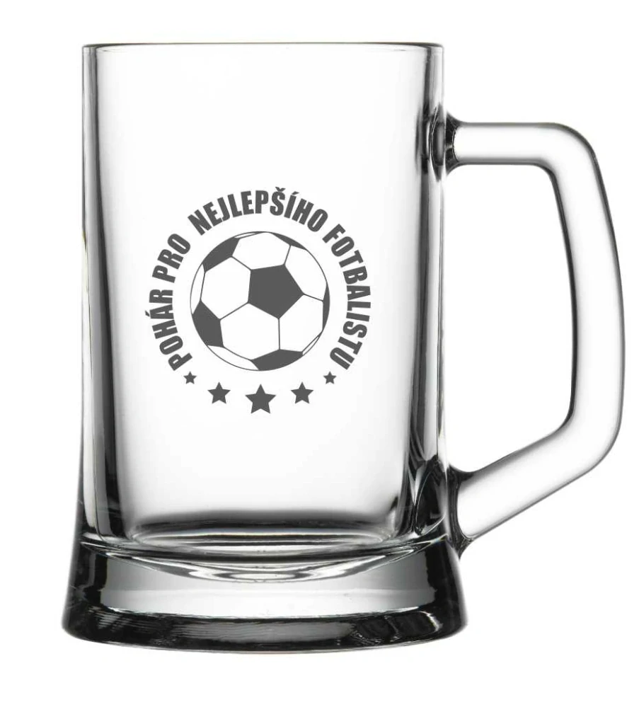 Půllitr s pískovaným motivem "POHÁR PRO FOTBALISTU"