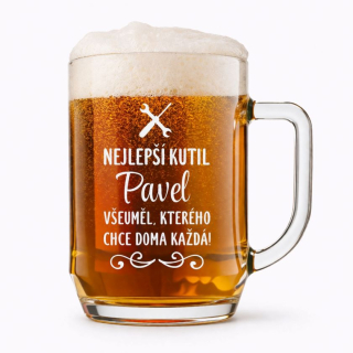 Půllitr s pískovaným motivem "NEJLEPŠÍ KUTIL"