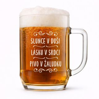 Půllitr s pískovaným motivem "SLUNCE V DUŠI"