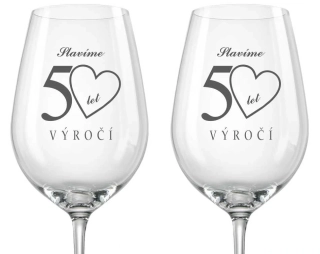 Skleničky na víno k výročí svatby SRDCE, 2 ks