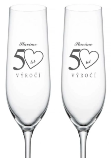 Skleničky na sekt k výročí svatby SRDCE, 2 ks