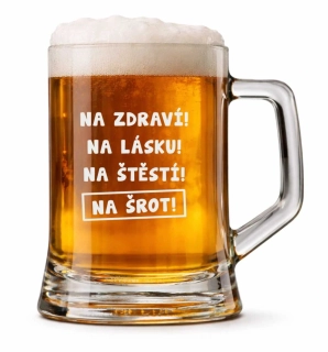 Půllitr s pískovaným motivem "NA ŠROT"