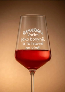 Sklenička na víno "VAŘÍM JAKO BOHYNĚ", 1ks