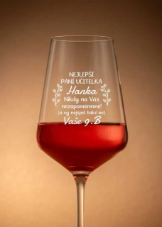 Sklenička na víno "NEJLEPŠÍ UČITELKA", 1 ks