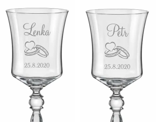 Svatební skleničky na víno Prsteny, 2 ks