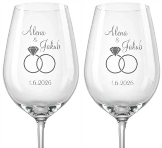 Svatební skleničky na víno Drahokam, 2 ks