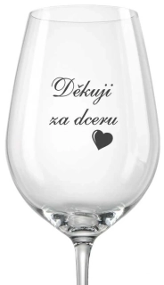 Svatební sklenička na víno Děkuji za dceru s datem svatby na dýnku, 1 ks