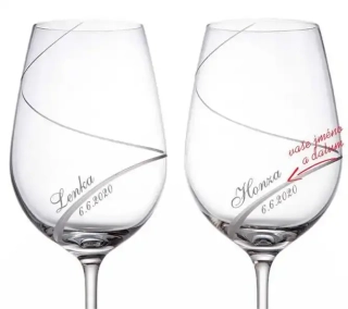 Svatební skleničky na víno ručně broušené Spirála, 2 ks