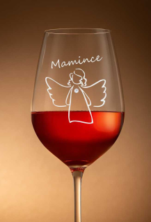 Sklenička na víno "MAMINCE", 1 ks