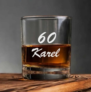 Sklenička na whisky "JMÉNO S ČÍSLEM",ks