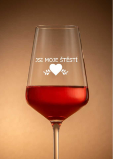 Sklenička na víno "ŠTĚSTÍ", 1ks