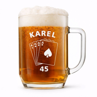 Půllitr s pískovaným motivem "KARTY"
