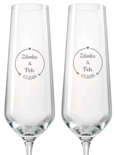 Svatební skleničky na sekt Šíp lásky, 2 ks