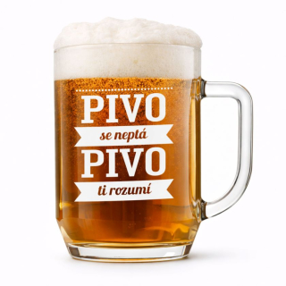 Půllitr s pískovaným motivem "PIVO TI ROZUMÍ"