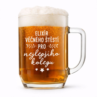 Půllitr s pískovaným motivem "ELIXÍR ŠTĚSTÍ"