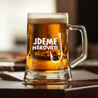 Půllitr s pískovaným motivem "JDEME HÁKOVAT"