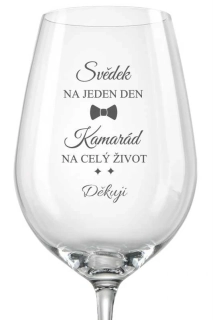 Sklenička na víno Svědek/Kamarád, 1 ks