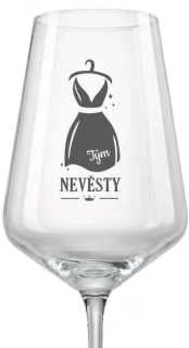 Svatební sklenička Tým nevěsty Šaty, 1 ks