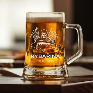Půllitr s pískovaným motivem "RYBAŘINA"
