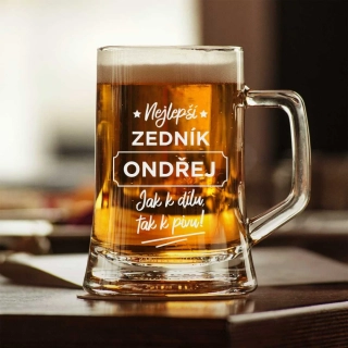Půllitr s pískovaným motivem "ZEDNÍK"