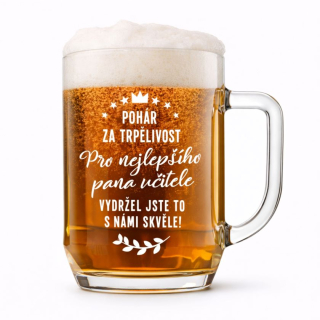 Půllitr s pískovaným motivem "POHÁR ZA STATEČNOST"