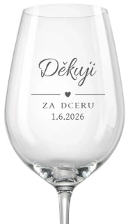 Svatební sklenička na víno Děkuji za dceru, 1 ks