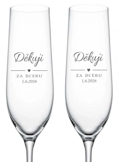 Svatební skleničky na sekt Děkuji za dceru, 2 ks
