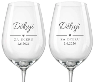 Svatební skleničky na víno Děkuji za dceru, 2 ks