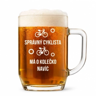 Půllitr s pískovaným motivem "SPRÁVNÝ CYKLISTA"