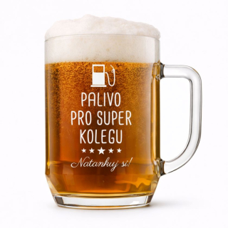 Půllitr s pískovaným motivem "PALIVO PRO KOLEGU"