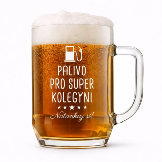Půllitr s pískovaným motivem "PALIVO PRO KOLEGYNI"