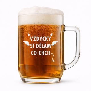 Půllitr s pískovaným motivem "DĚLÁM SI CO CHCI"