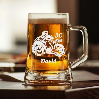 Půllitr s pískovaným motivem "MOTORKÁŘ"