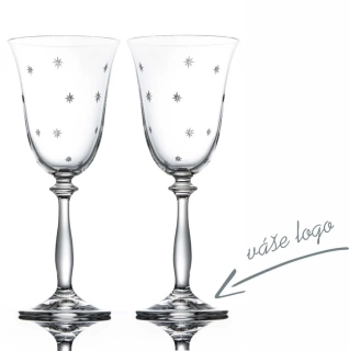 Bohemia Crystal Sklenice na víno 250 ml dekor STARDUST + logo, 2 ks