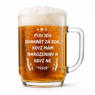 Půllitr s pískovaným motivem "DVAKRÁT ZA ROK"
