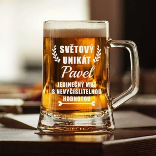 Půllitr s pískovaným motivem "SVĚTOVÝ UNIKÁT"